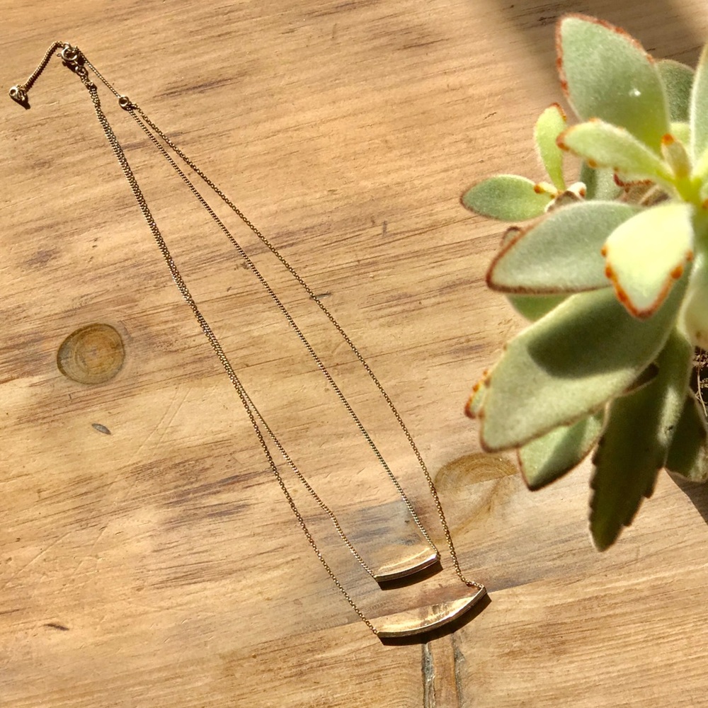 Pretty dainty double gold with pendant necklace